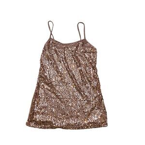 Ladies Weaver Brand Sequin Front Champagne Pink Tank Top Size Medium‎
